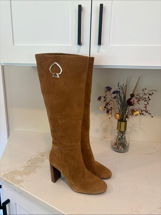 kate spade Shoes - Kate Spade Helena Cognac Suede Over-The-Knee Block Heel Boots